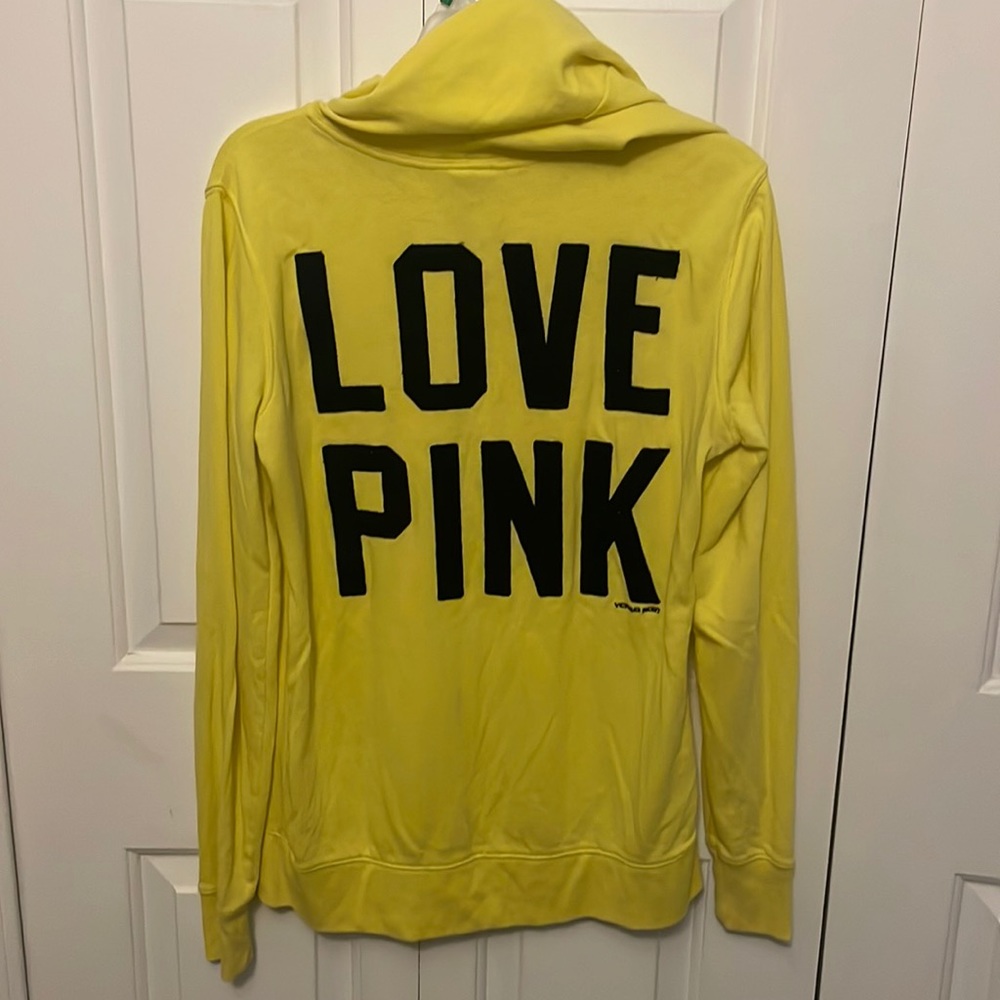 PINK Victoria's Secret Sz S Bright Yelliw Full Zip fleece Hoodie Jacket B1015